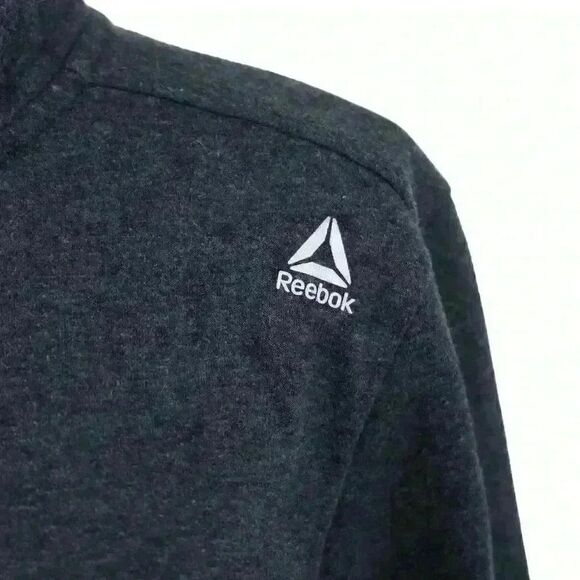 Reebok Gray Fleece Half Zip Mock Neck Sweatshirt Zip Pockets Size Large - Picture 5 of 8
